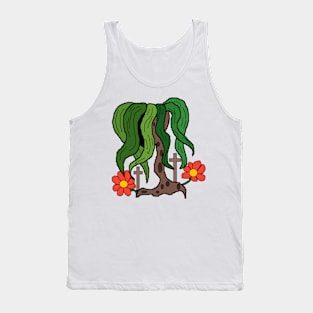 weird tree with cross and flowers Tank Top